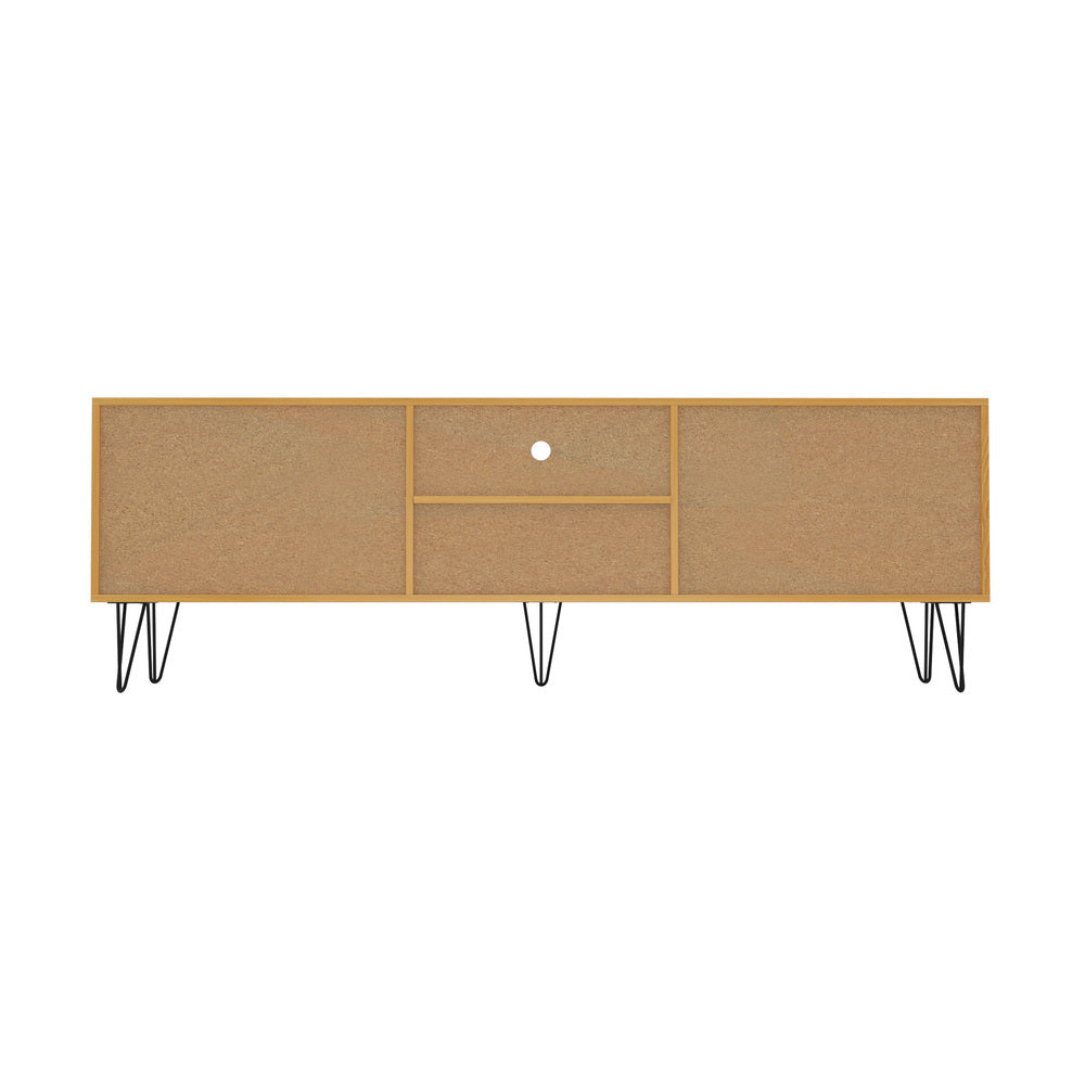 Oikiture TV Stand Cabinet Entertainment Unit Sliding Door 180cm Natural