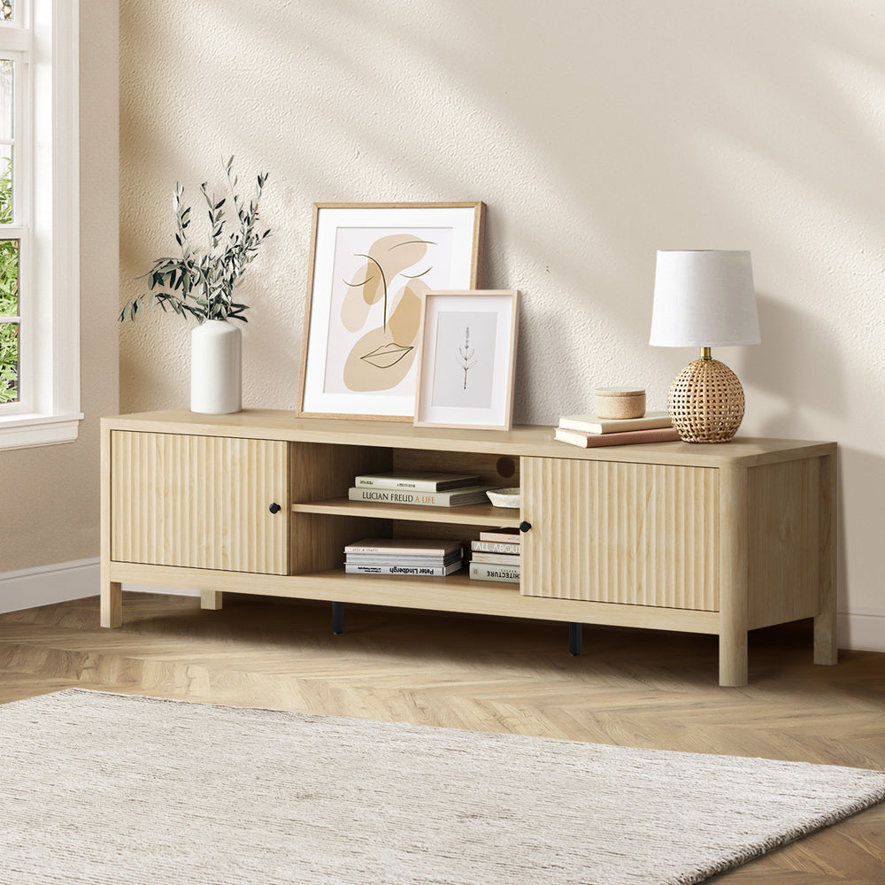 Oikiture TV Cabinet Entertainment Unit Stand 160cm Natural