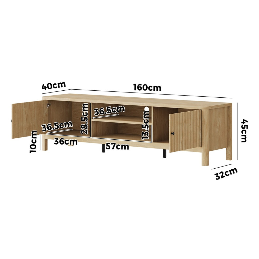 Oikiture TV Cabinet Entertainment Unit Stand 160cm Natural