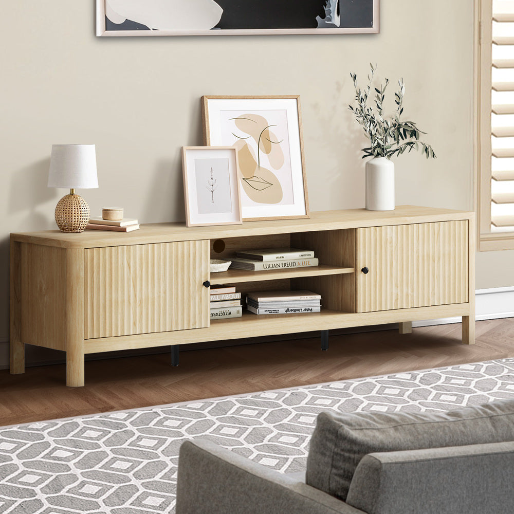 Oikiture TV Cabinet Entertainment Unit Stand 160cm Natural