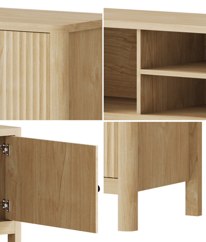 Oikiture TV Cabinet Entertainment Unit Stand 160cm Natural