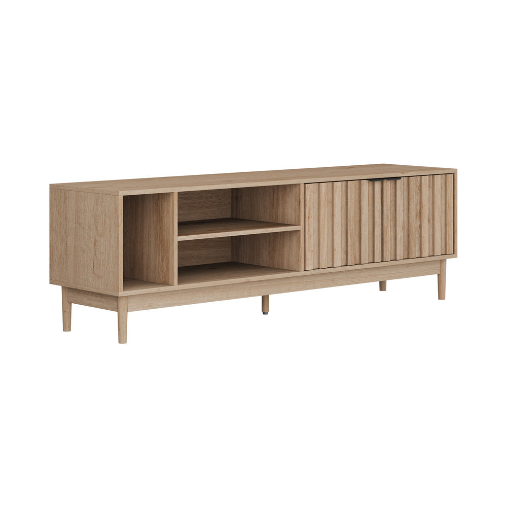 Oikiture TV Cabinet Entertainment Unit Stand 160cm Natural