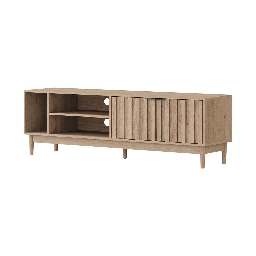 Oikiture TV Cabinet Entertainment Unit Stand 160cm Natural