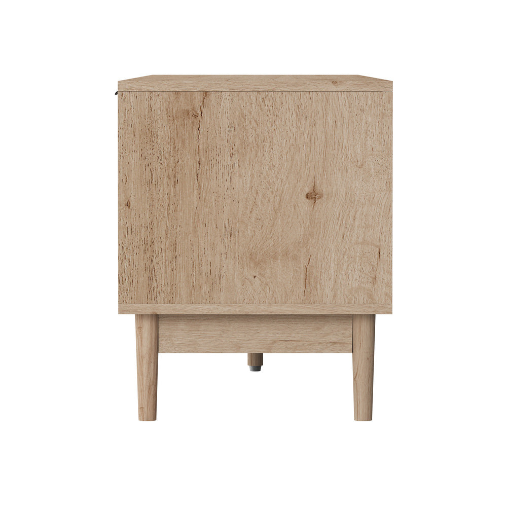 Oikiture TV Cabinet Entertainment Unit Stand 160cm Natural