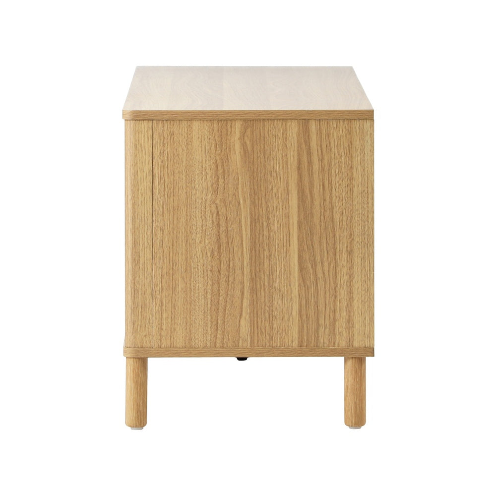 Oikiture TV Cabinet Entertainment Unit Stand 160cm Rattan Doors Natural