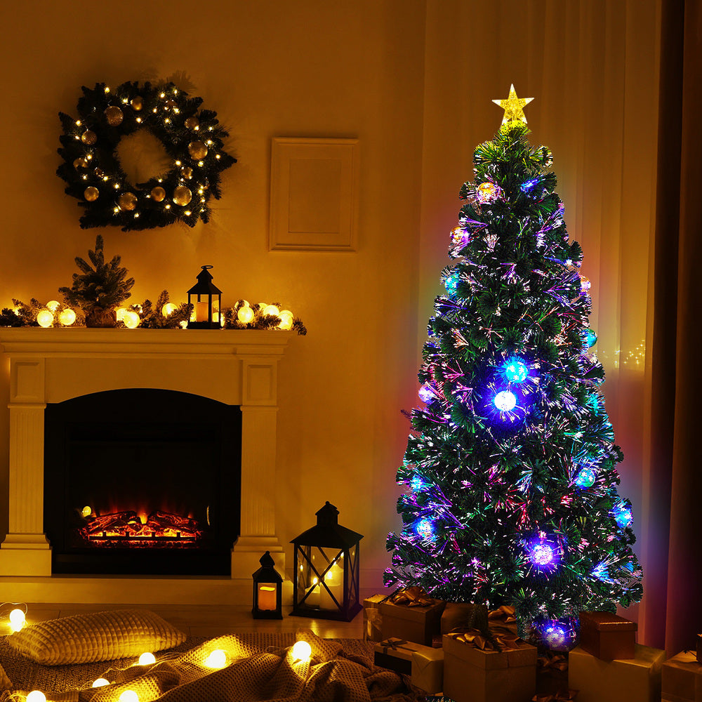 Tinseltown LED Christmas Tree 1.8M 6FT Fibre-optics Flash Lights