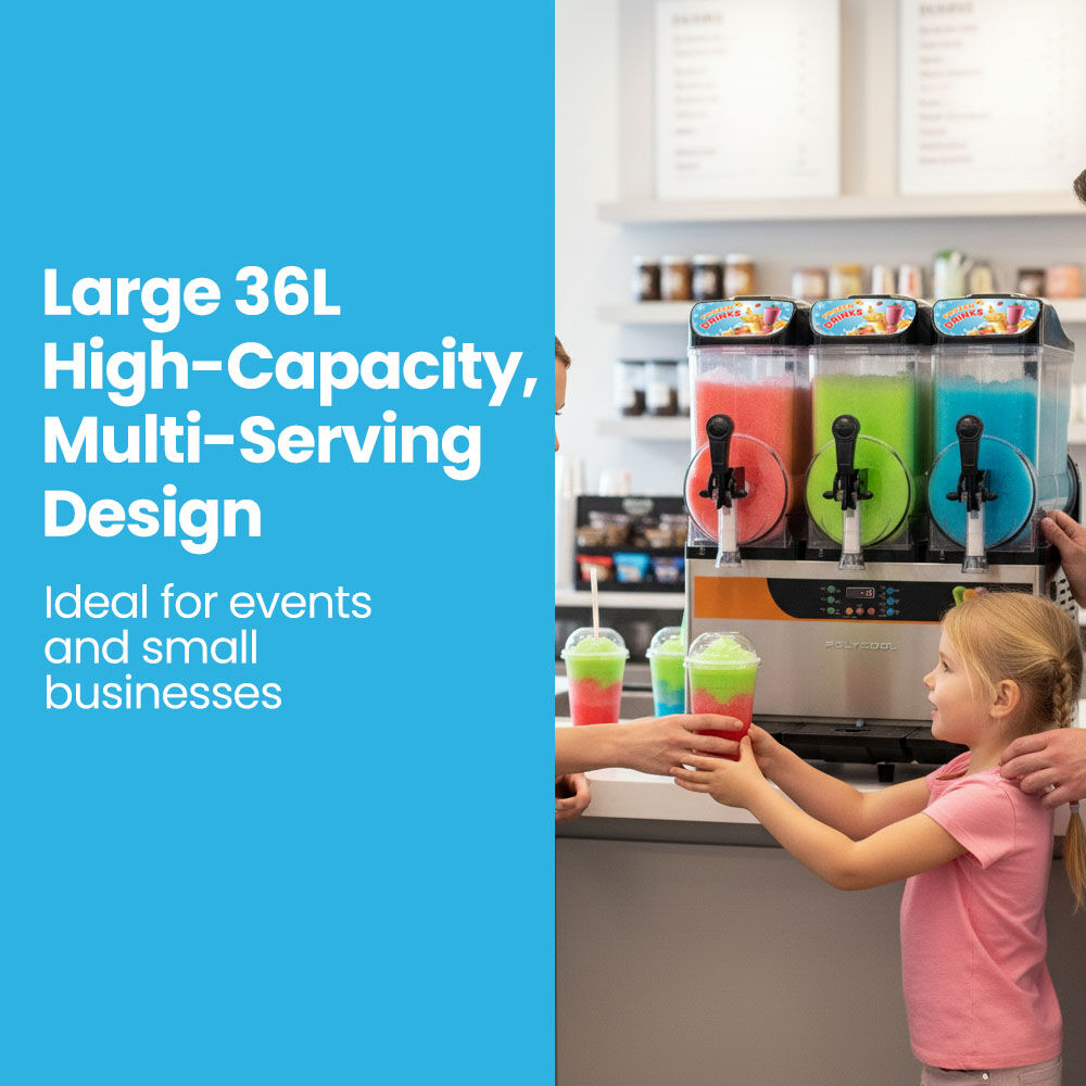 POLYCOOL 36L Triple Tank Commercial Slush Machine, Digital Control Panel, SAA Approved, Juice and Frozen Slushy Maker
