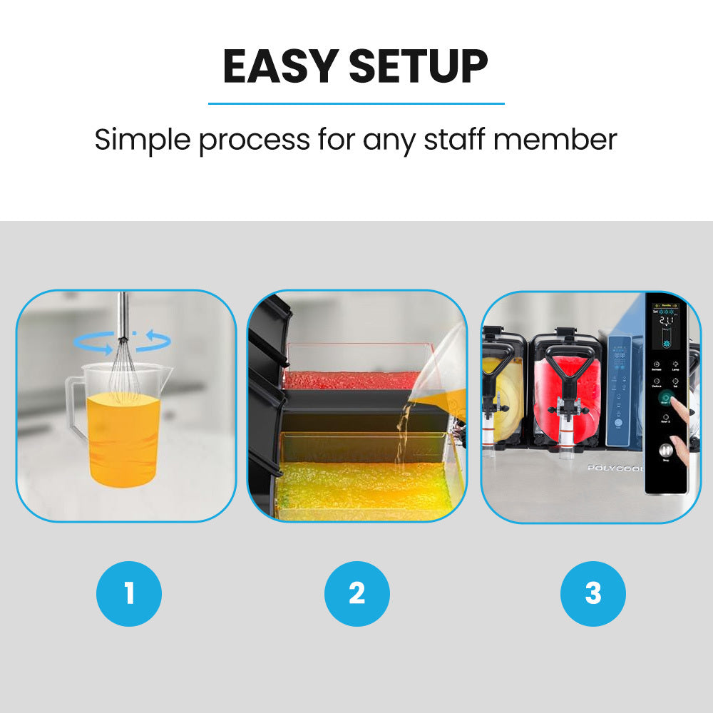 POLYCOOL 9L Triple Tank Slushie Machine, Independent Digital Control Slushy Maker