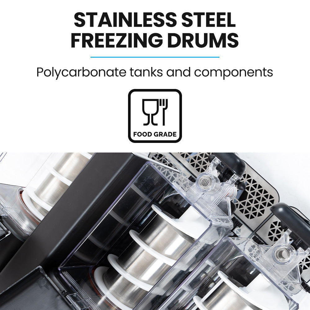 POLYCOOL 9L Triple Tank Slushie Machine, Independent Digital Control Slushy Maker