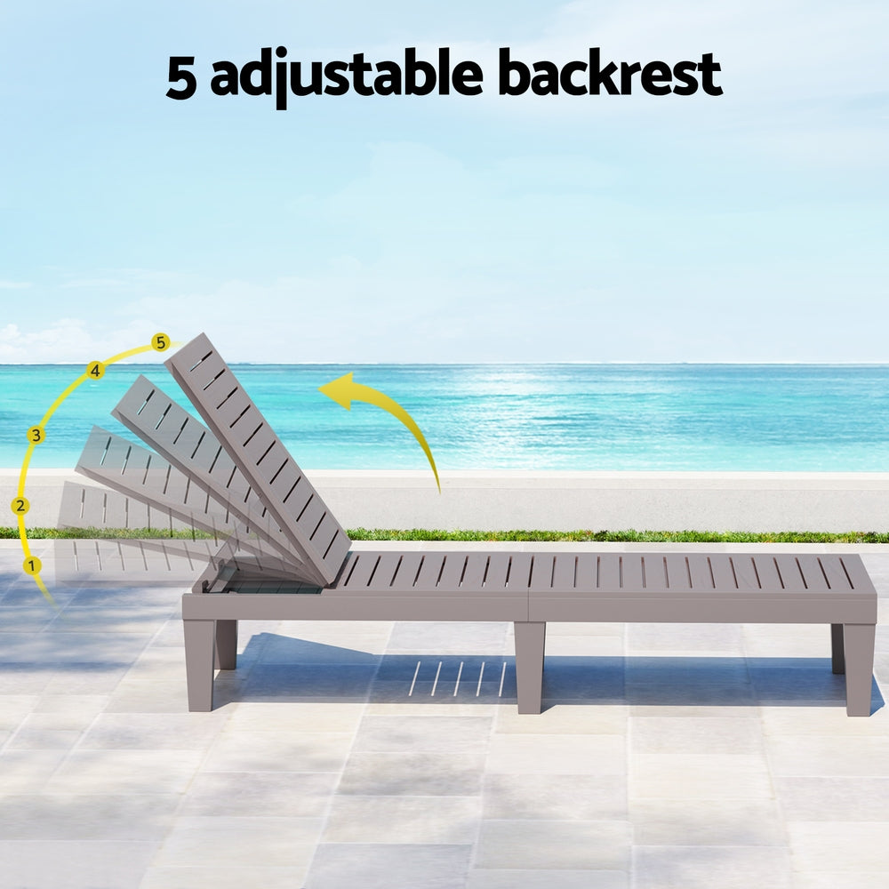 Gardeon Sun Lounge Adjustable Recliner Patio Outdoor Furniture Lightweight Grey