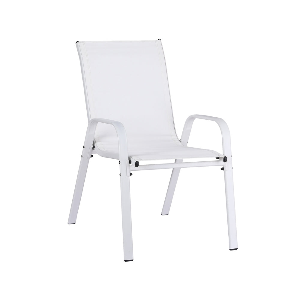 Gardeon 2PC Outdoor Dining Chairs Stackable Lounge Chair Patio Furniture White