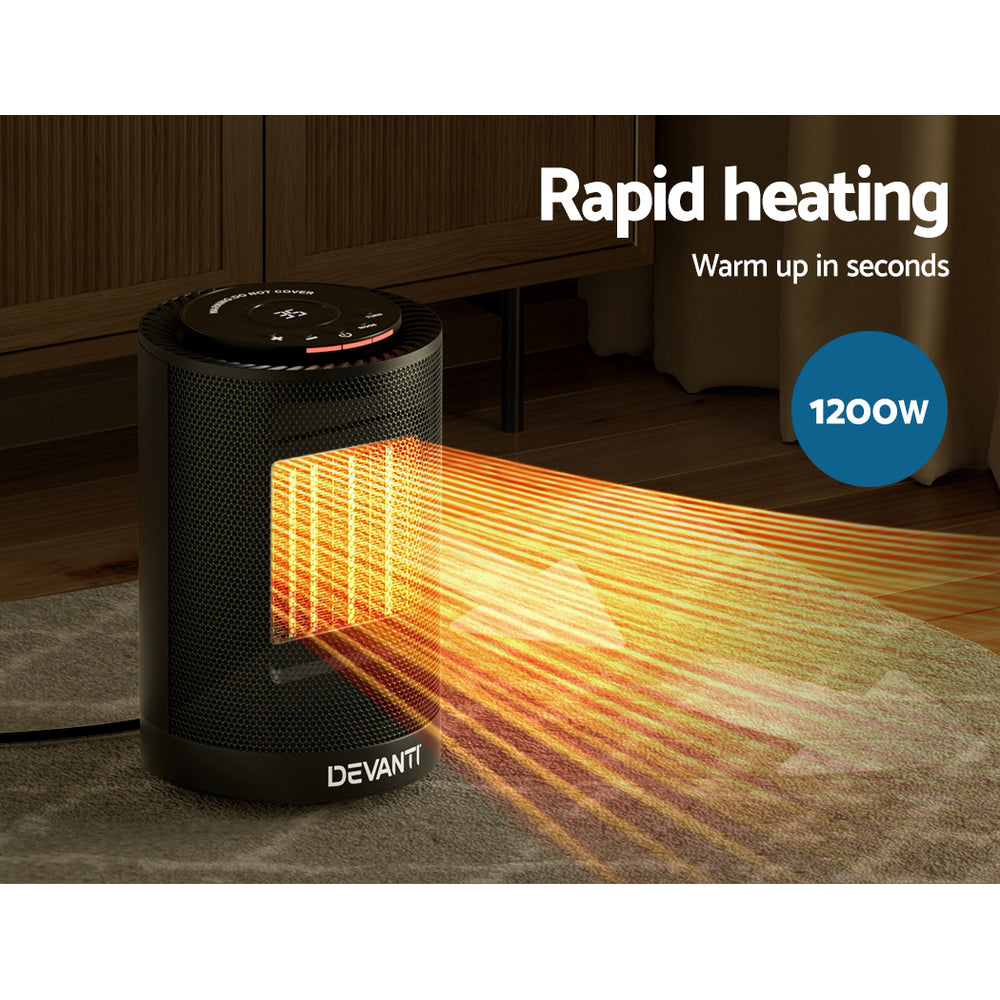 Devanti Portable 1200W Oscillating Electric Fan Heater