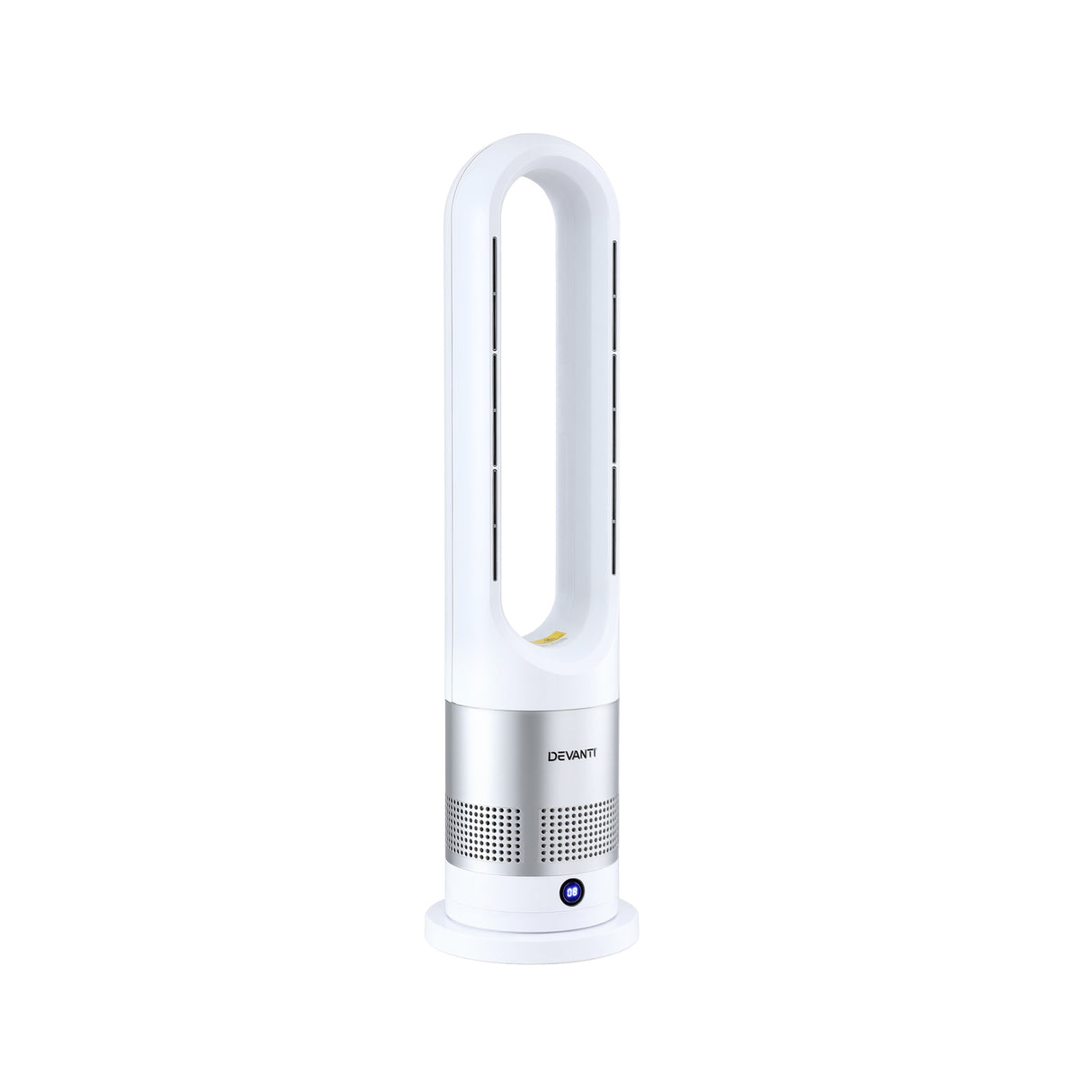 Devanti Bladeless Tower Fan Heater and Cooler 2in1 Portable Oscillation Fan for Bedroom Room Office Use White