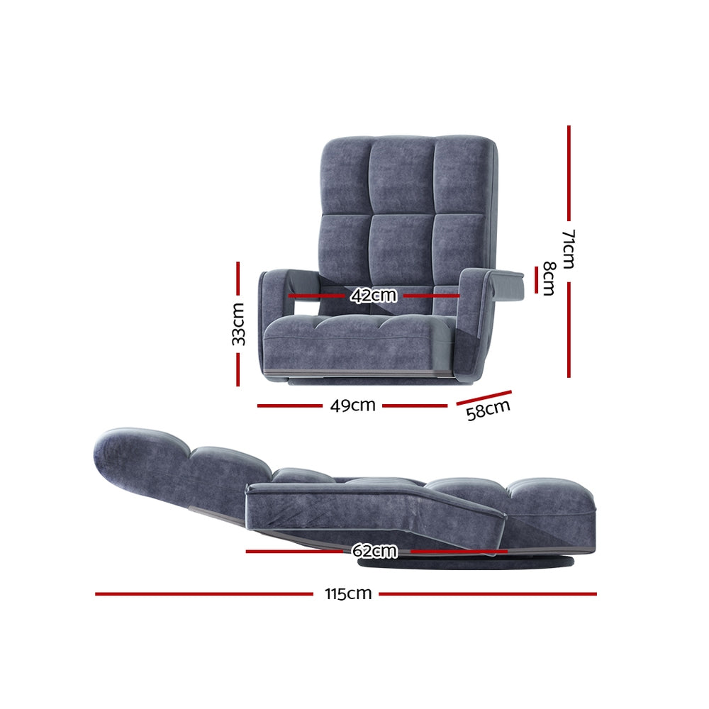 Artiss Floor Chair Lounge Sofa Swivel Charcoal