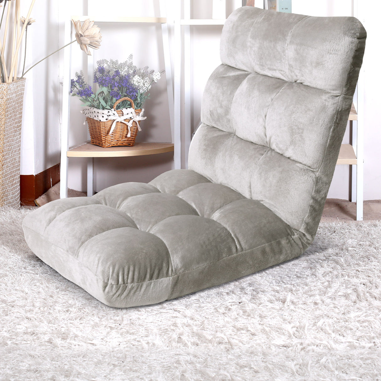 Artiss Lounge Sofa Bed Flannel Fabric Grey
