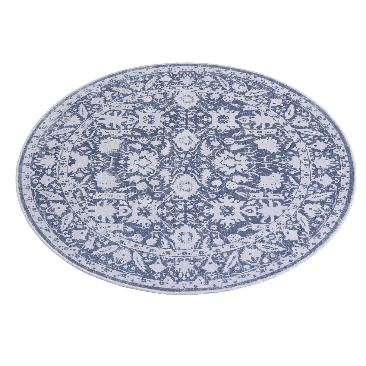 Artiss 120 cm Roung Rugs for Living Room Pad-Free Dense Dot Backing Stops Slipping & Robot Vacuum Friendly, Vintage Carpet for Reading Nook Dining Area, 100% Polyester Washable