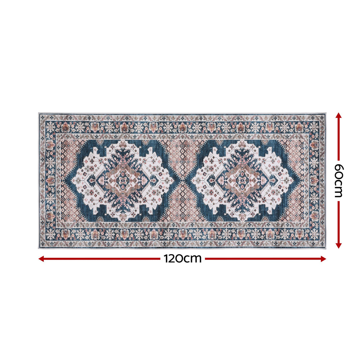 Artiss 60 x 120 cm Washable Runner Area Rug No Hard Glue Quilt-Like Soft for Home Decor, 0.5cm Ultra-Thin Pet Friendly Bohemian Medallion Bedroom Carpet