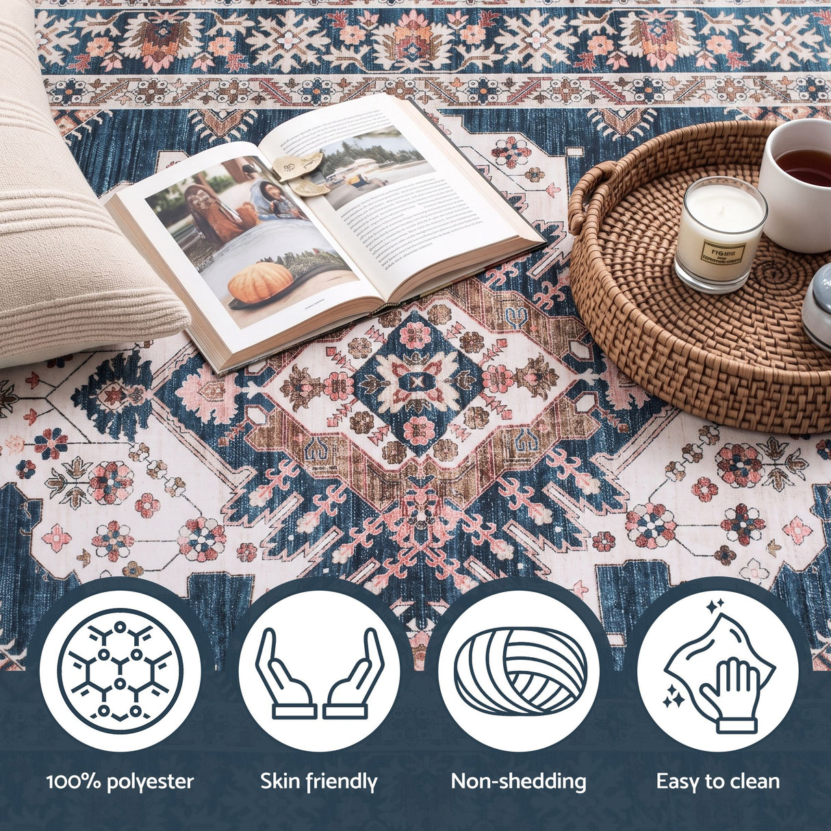 Artiss 60 x 300 cm Washable Runner Area Rug No Hard Glue Quilt-Like Soft for Home Decor, 0.5cm Ultra-Thin Pet Friendly Bohemian Medallion Bedroom Carpet