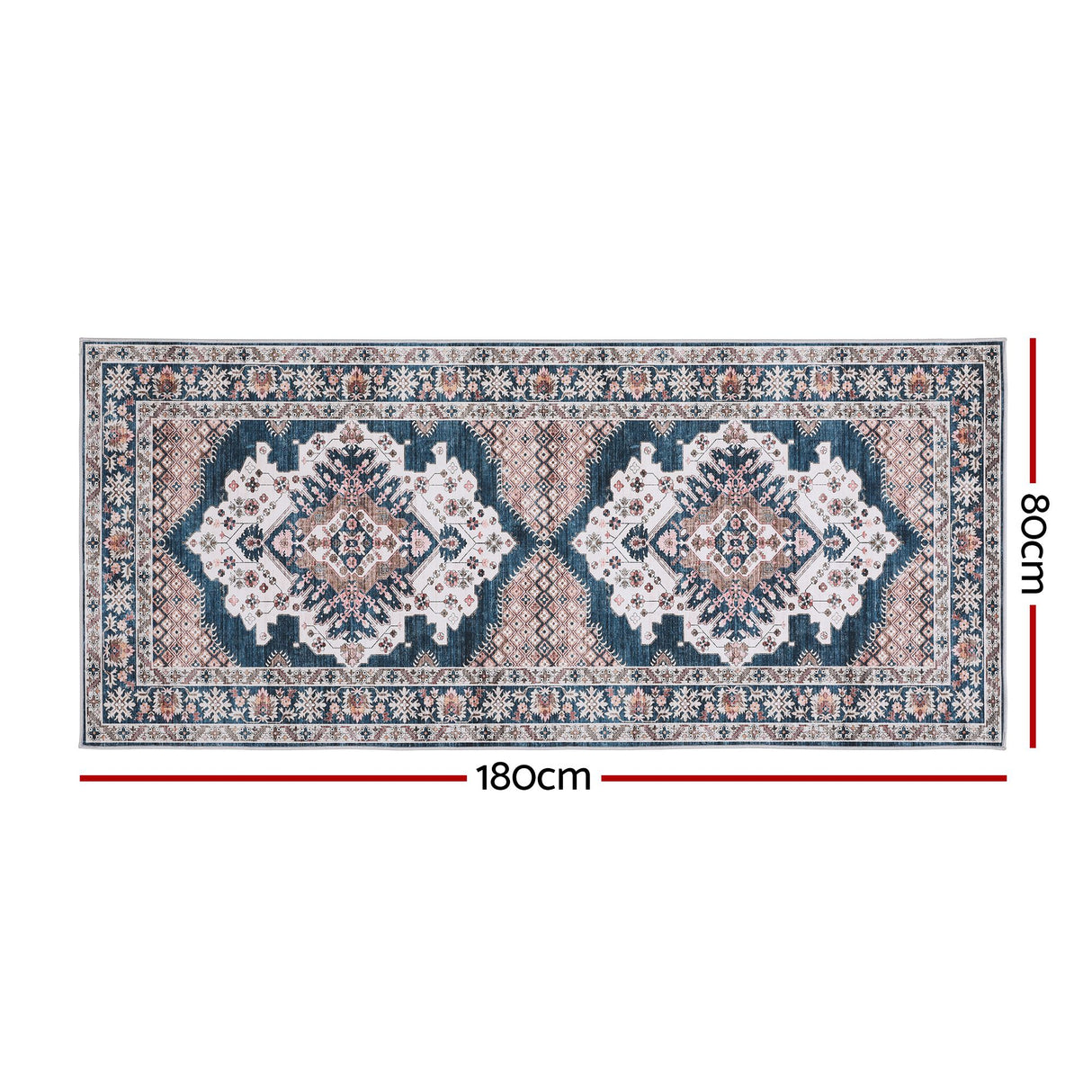 Artiss 80 x 180 cm Washable Runner Area Rug No Hard Glue Quilt-Like Soft for Home Decor, 0.5cm Ultra-Thin Pet Friendly Bohemian Medallion Bedroom Carpet