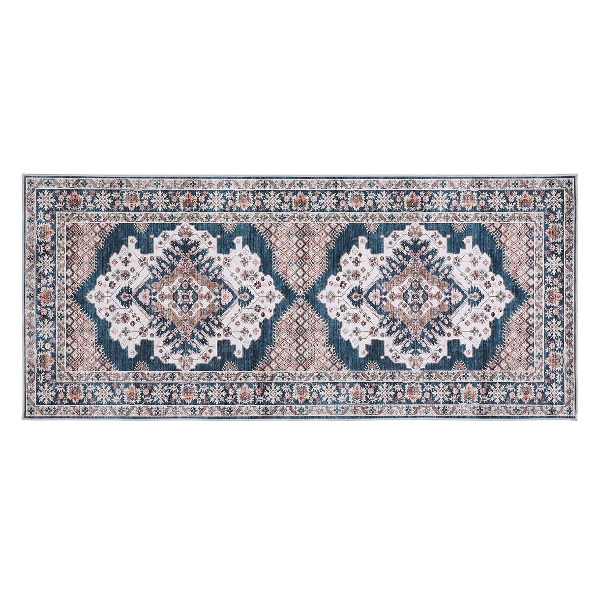 Artiss 80 x 180 cm Washable Runner Area Rug No Hard Glue Quilt-Like Soft for Home Decor, 0.5cm Ultra-Thin Pet Friendly Bohemian Medallion Bedroom Carpet