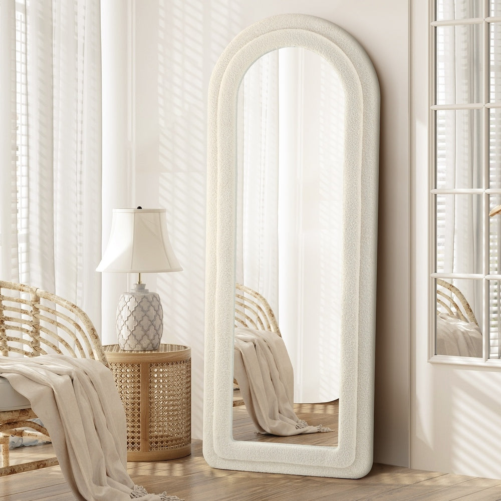 Oikiture Full Length Mirror Boucle Frame 1.6M Floor Mirrors
