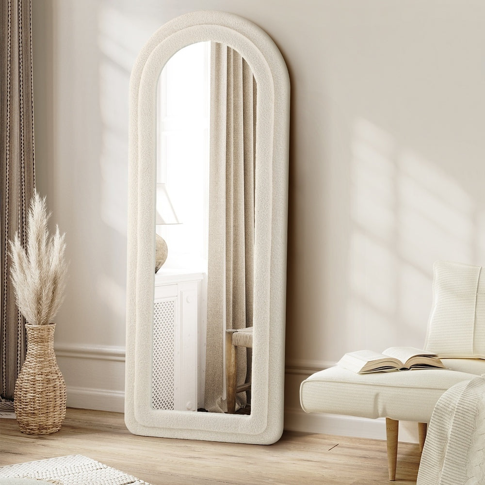Oikiture Full Length Mirror Boucle Frame 1.6M Floor Mirrors