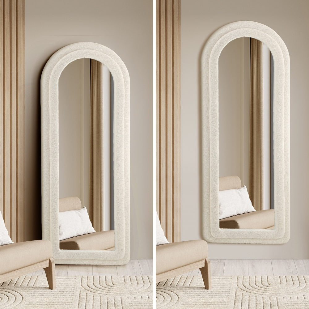 Oikiture Full Length Mirror Boucle Frame 1.6M Floor Mirrors