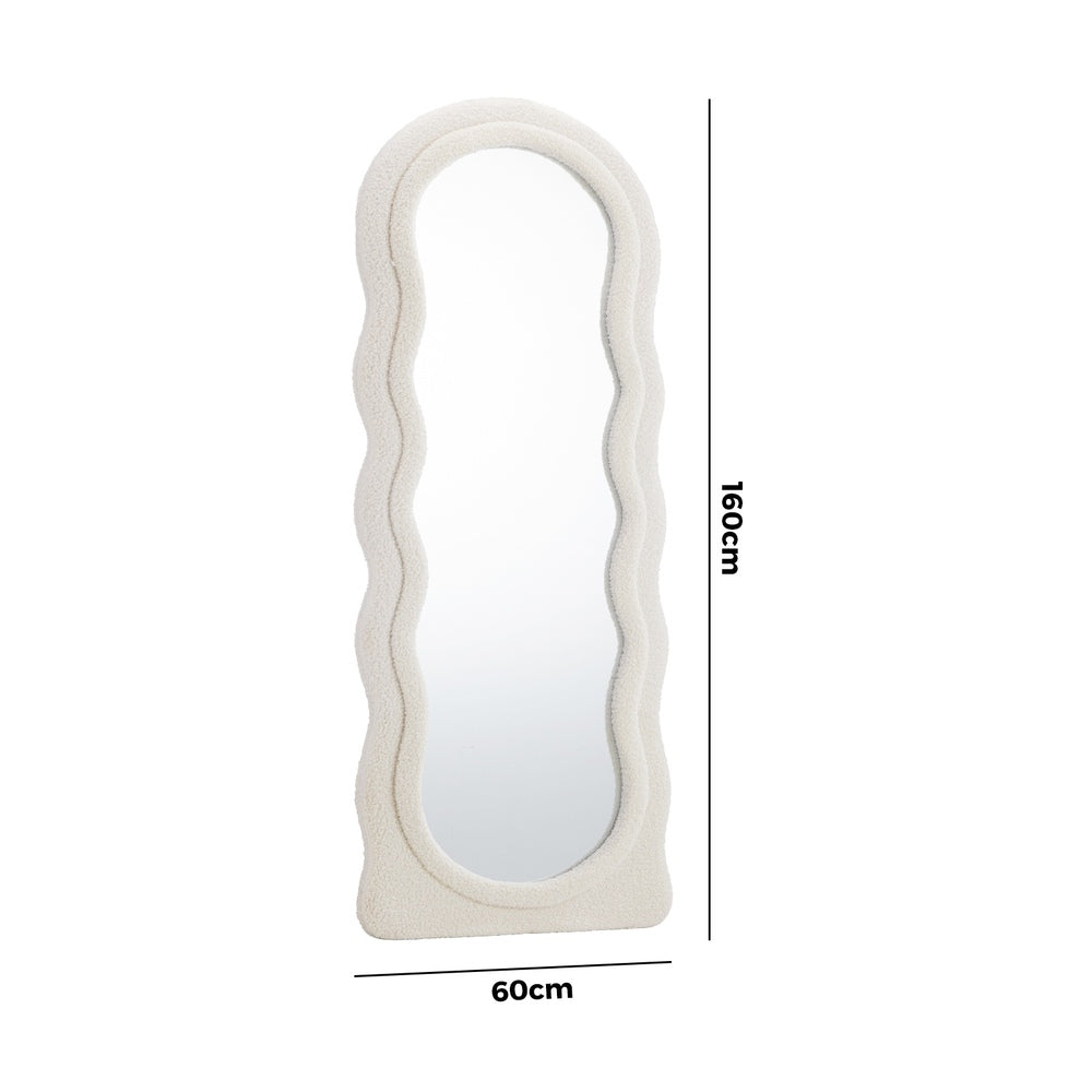 Oikiture Full Length Mirror 160cm Boucle Frame Floor Mirror