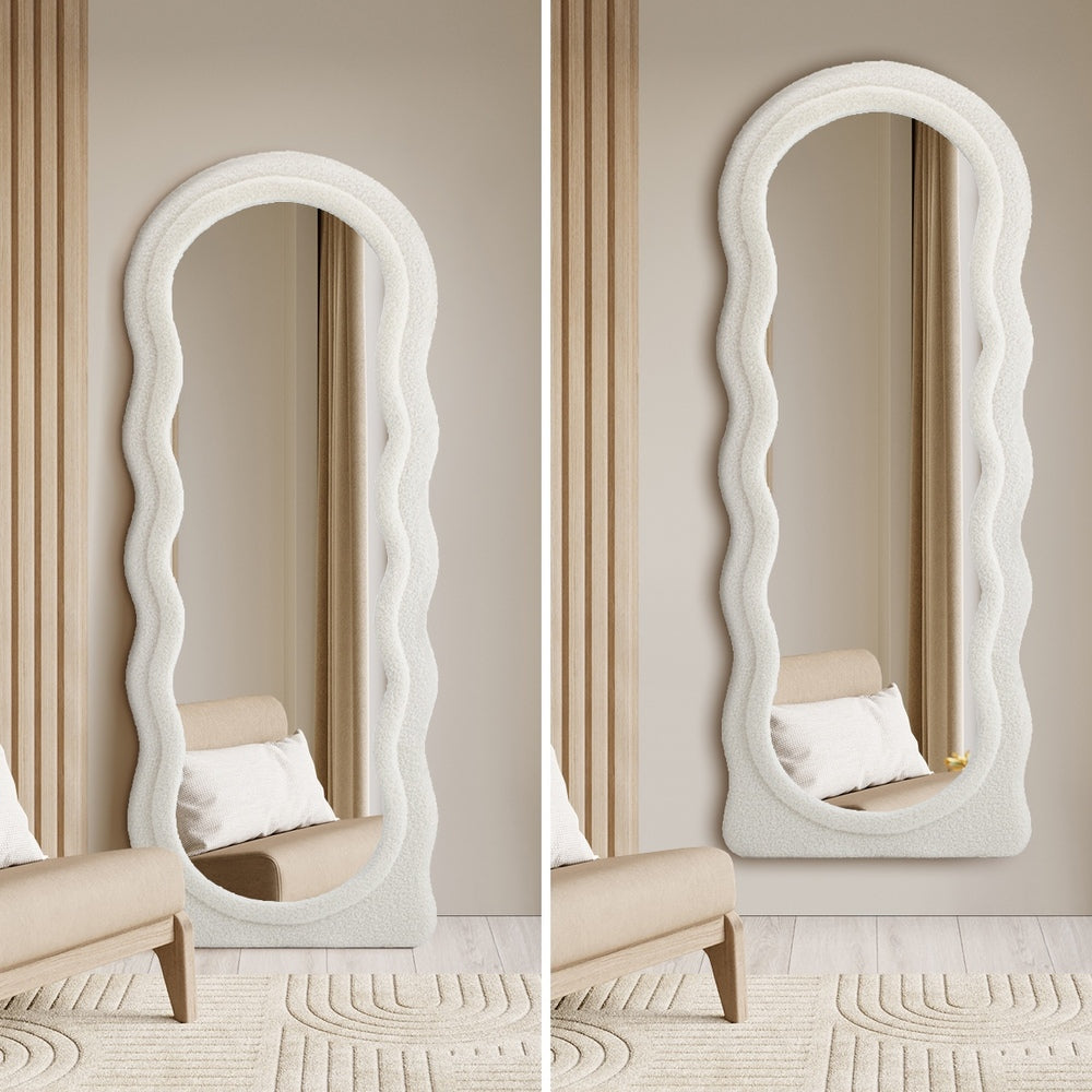 Oikiture Full Length Mirror 160cm Boucle Frame Floor Mirror