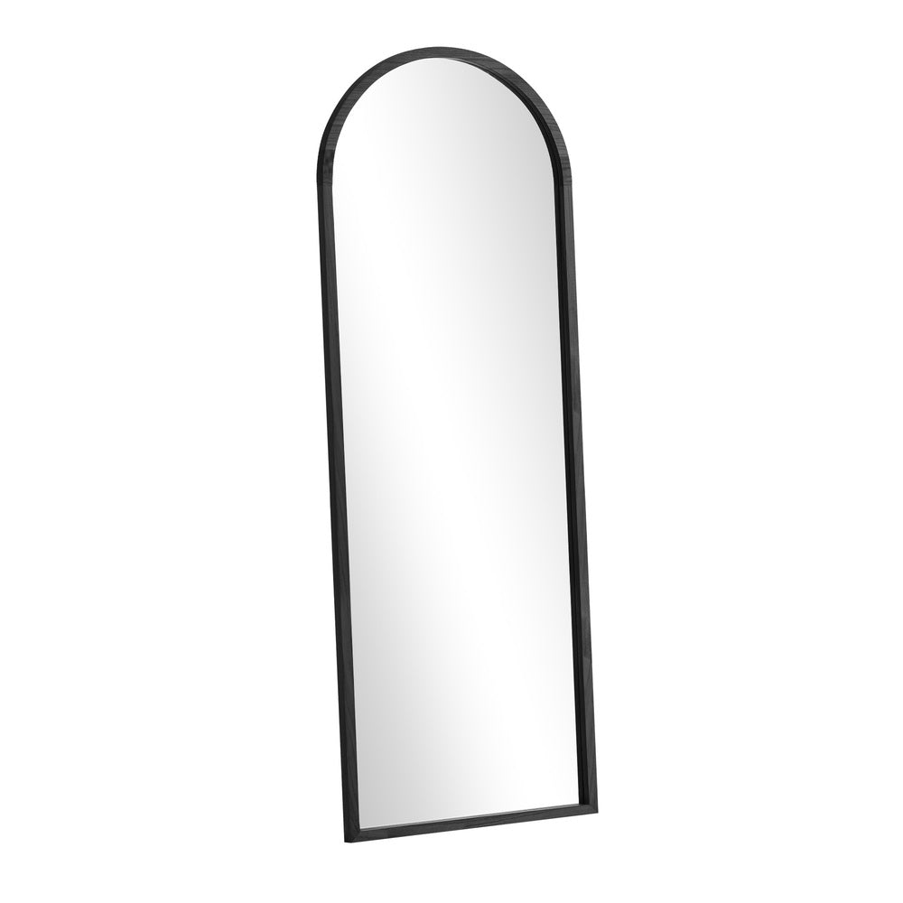 Oikiture Wooden Full Length Mirror 180x70cm Arched Floor Mirrors Black