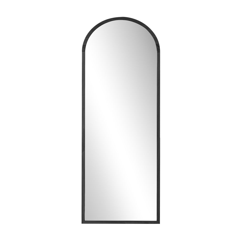 Oikiture Wooden Full Length Mirror 180x70cm Arched Floor Mirrors Black