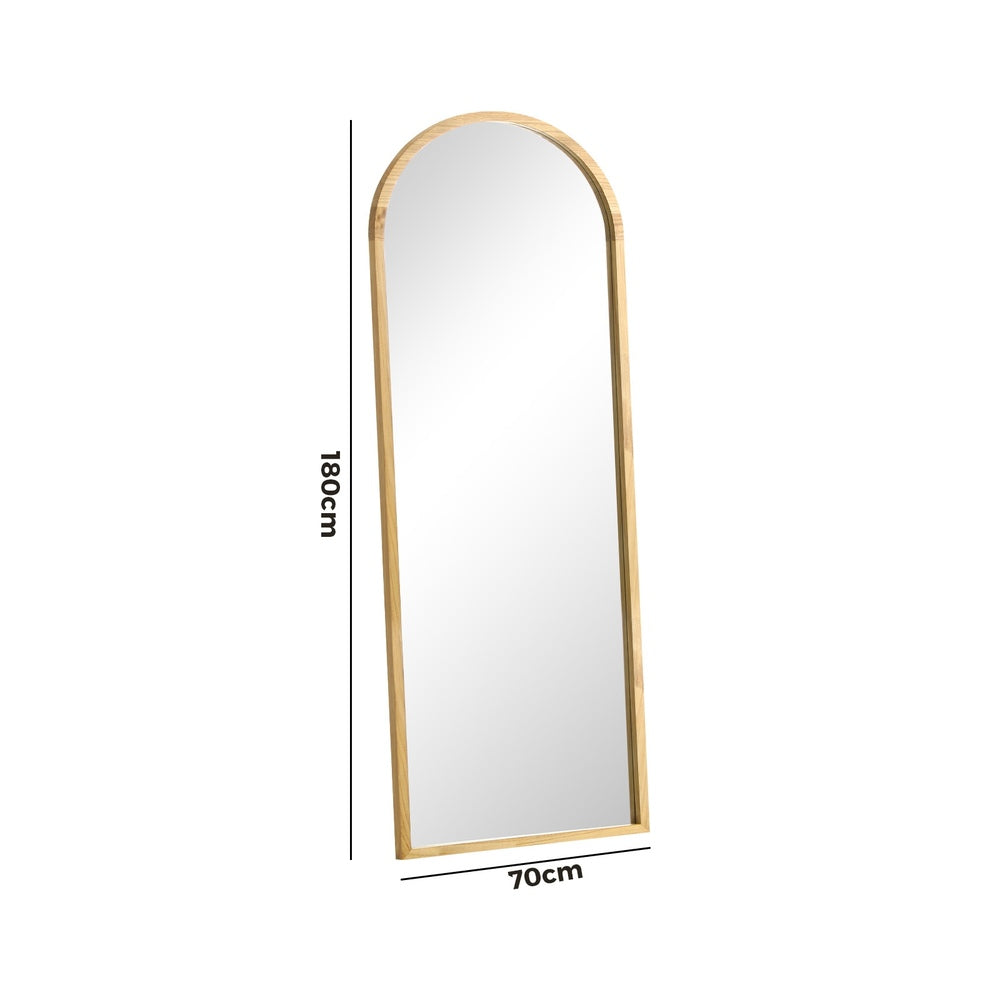 Oikiture Wooden Full Length Mirror 180x70cm Arched Floor Mirrors