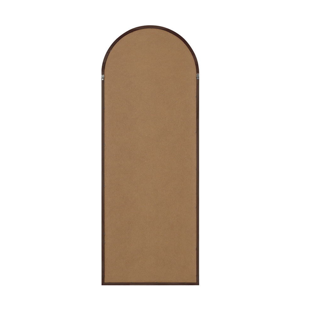 Oikiture Wooden Full Length Mirror 180x70cm Arched Floor Mirrors Brown