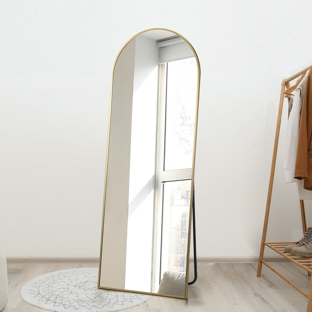 Oikiture Full Length Mirror Arched Free Standing Gold 166x60cm