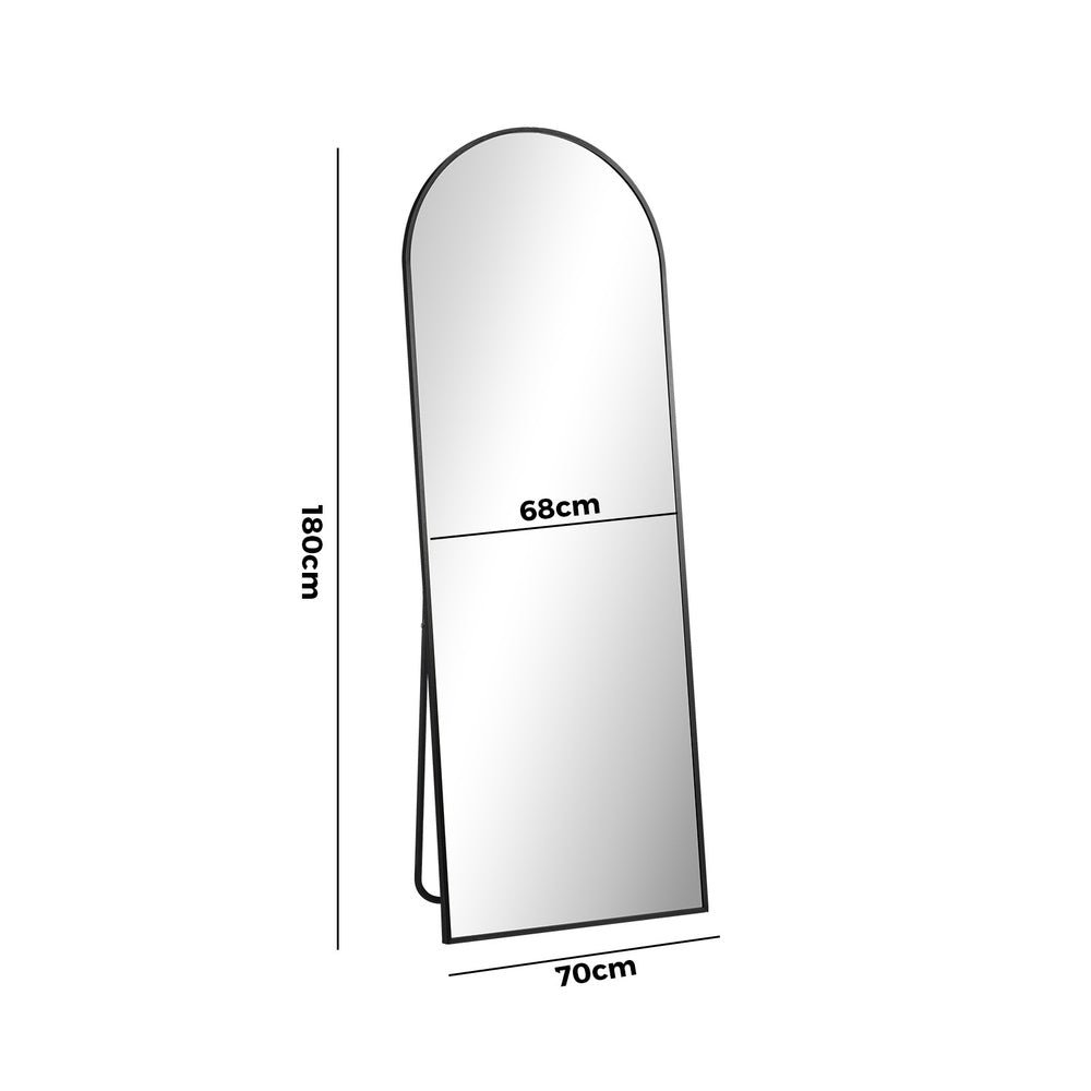 Oikiture 180x70cm Full Length Mirror Arched Floor Mirrors Black