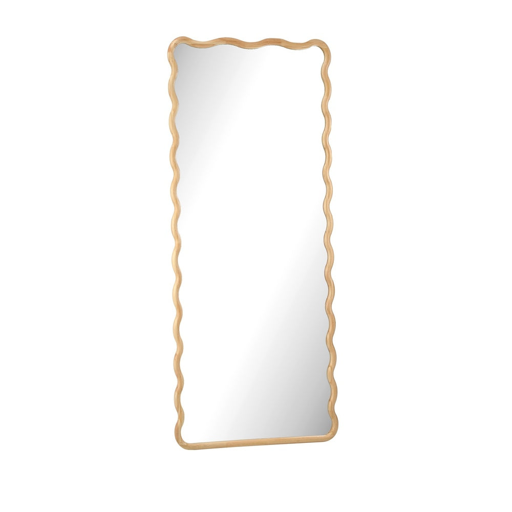 Oikiture Wooden Full Length Mirror 165x60cm Wavy Floor Mirrors