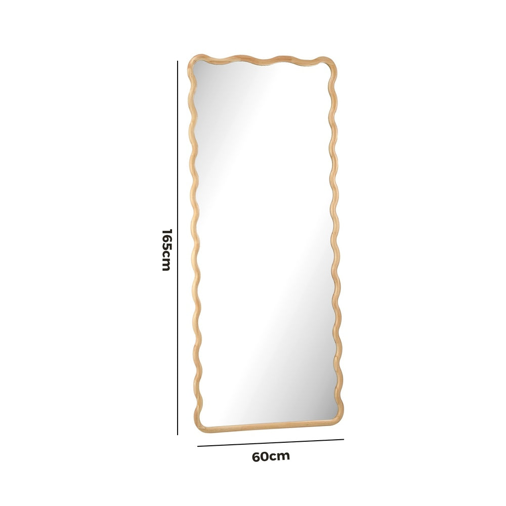 Oikiture Wooden Full Length Mirror 165x60cm Wavy Floor Mirrors