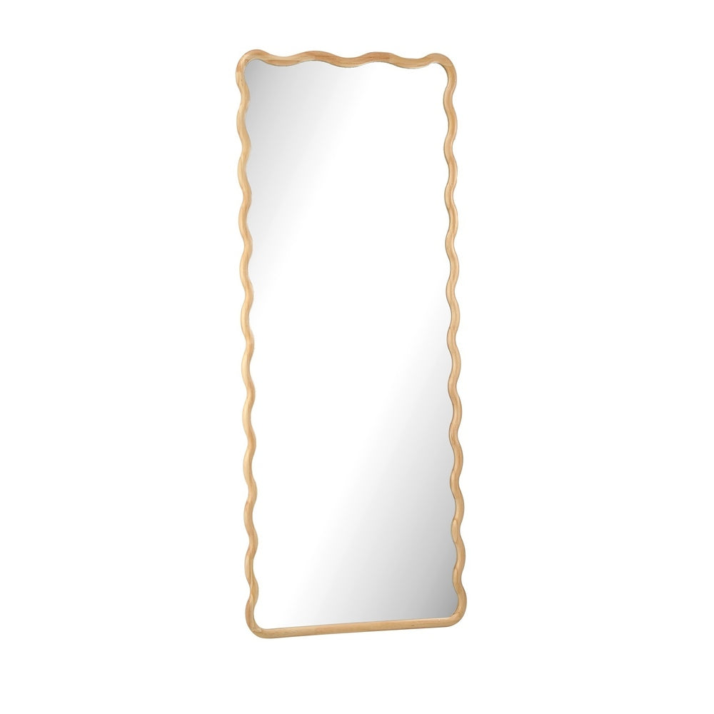 Oikiture Wooden Full Length Mirror 180x70cm Wavy Floor Mirrors