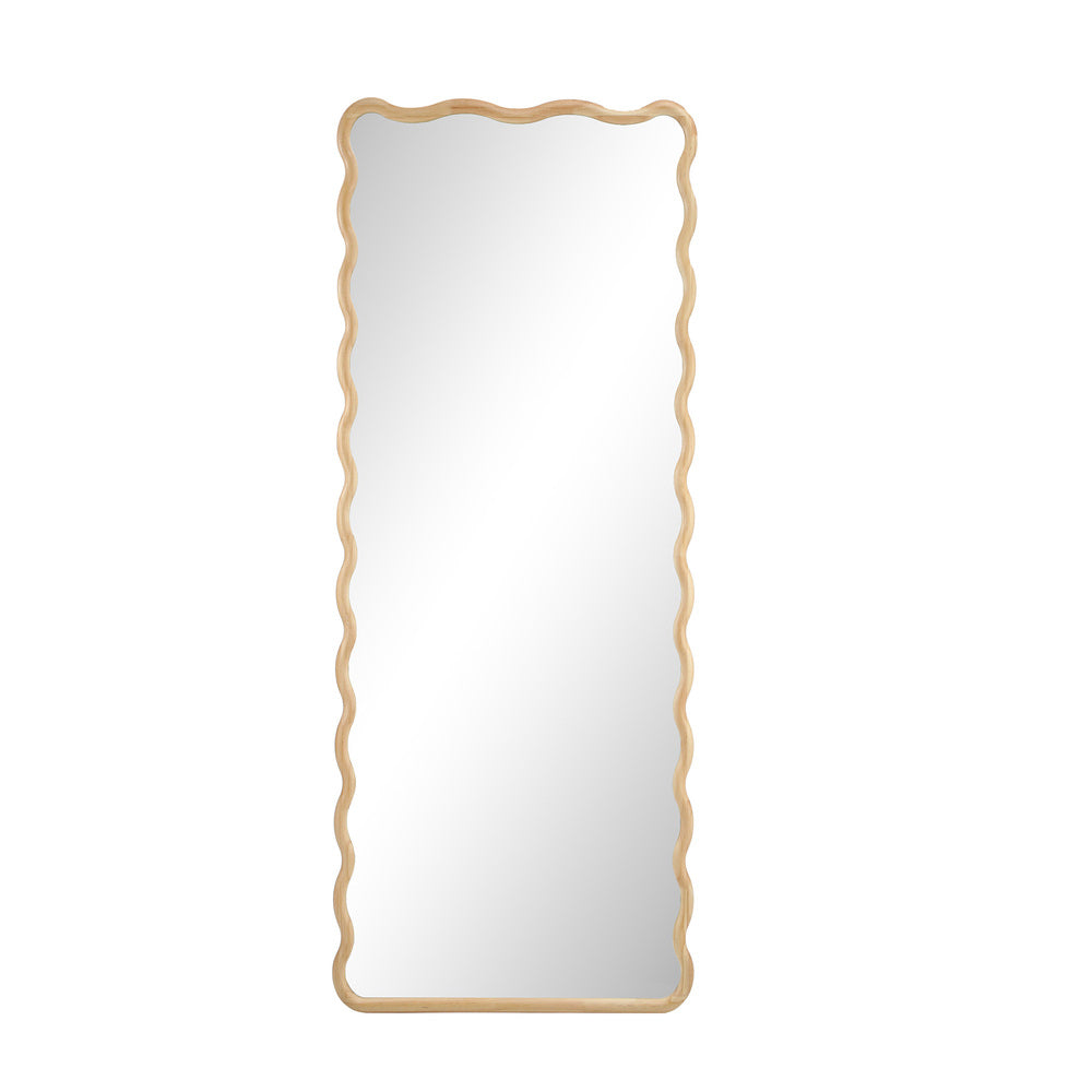Oikiture Wooden Full Length Mirror 180x70cm Wavy Floor Mirrors