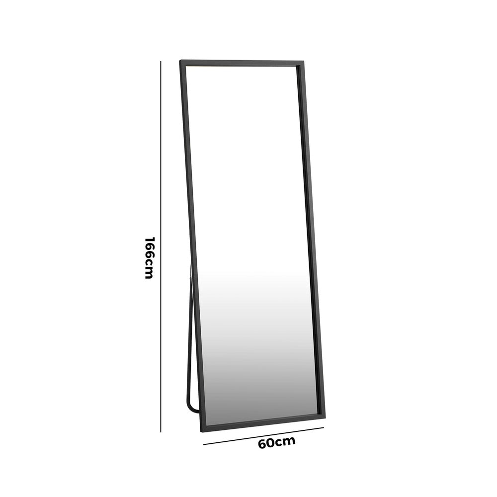 Oikiture Wooden Full Length Mirror Rectangle 166x60cm Black