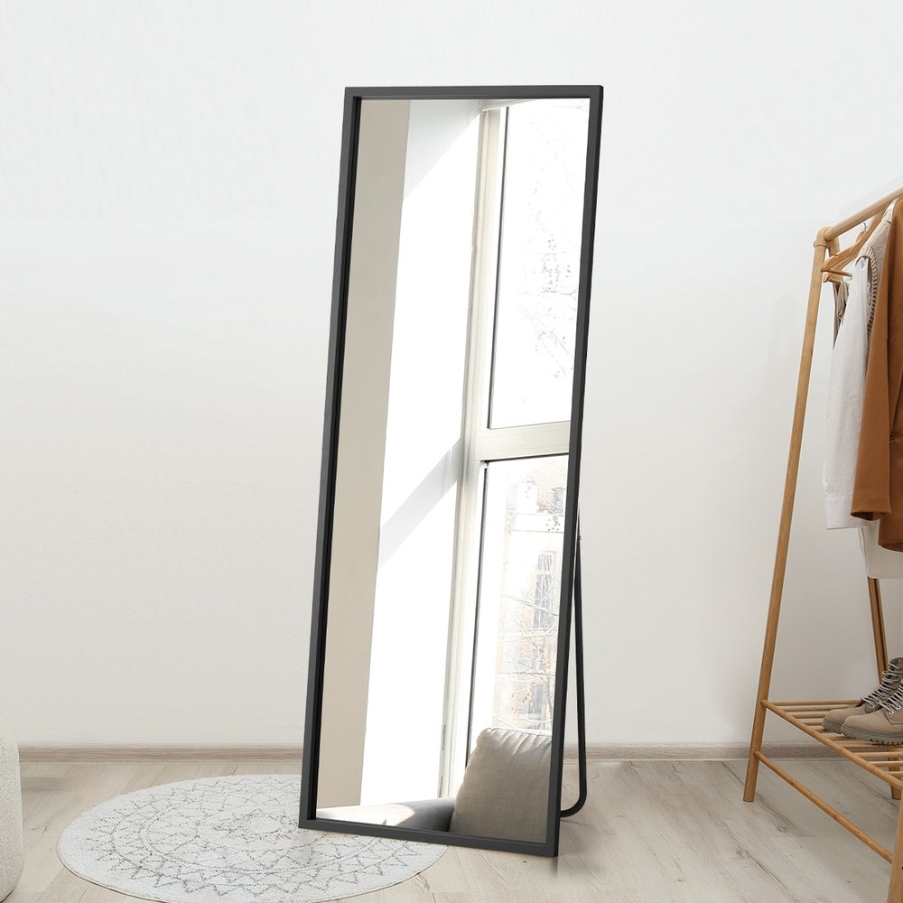 Oikiture Wooden Full Length Mirror Rectangle 166x60cm Black
