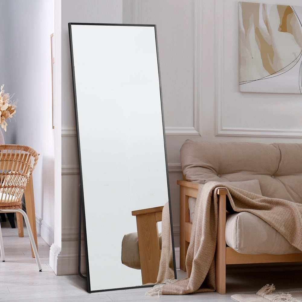Oikiture 166x60cm Full Length Mirror Dressing Floor Mirrors Black