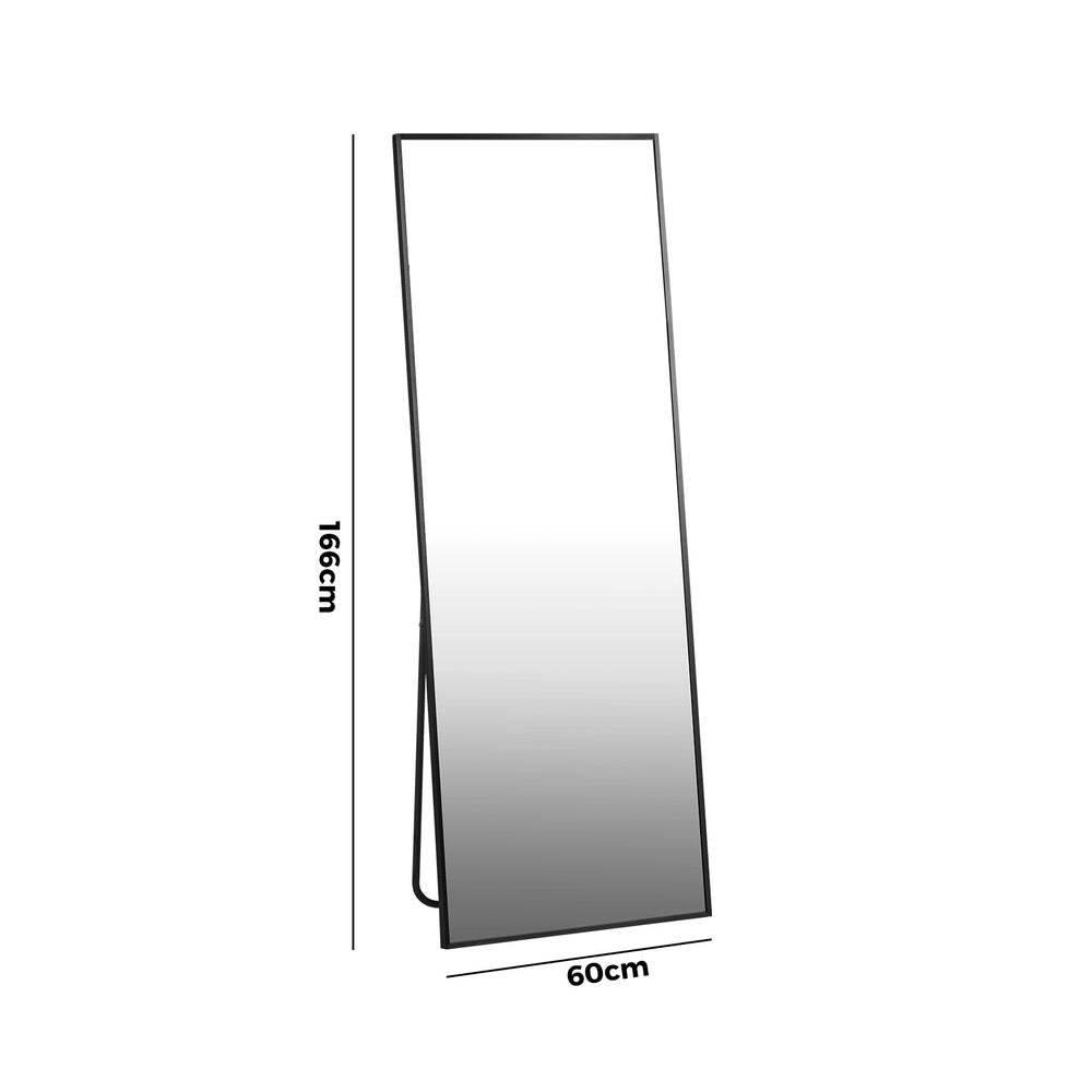 Oikiture 166x60cm Full Length Mirror Dressing Floor Mirrors Black