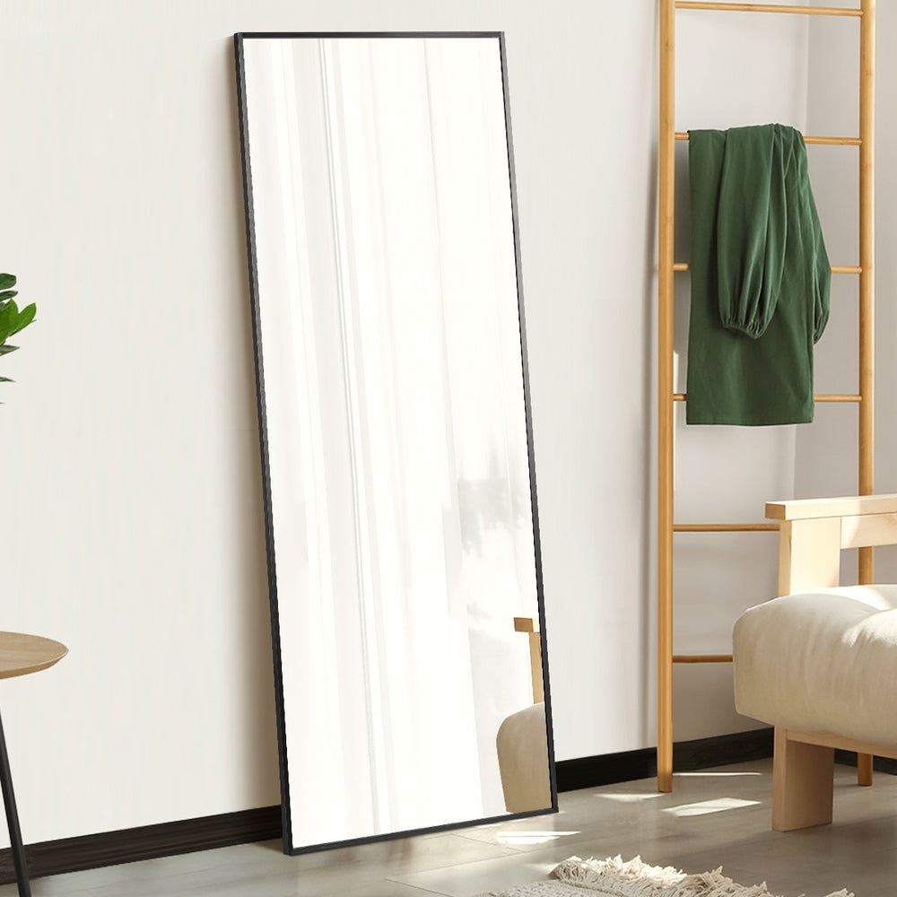 Oikiture 166x60cm Full Length Mirror Dressing Floor Mirrors Black