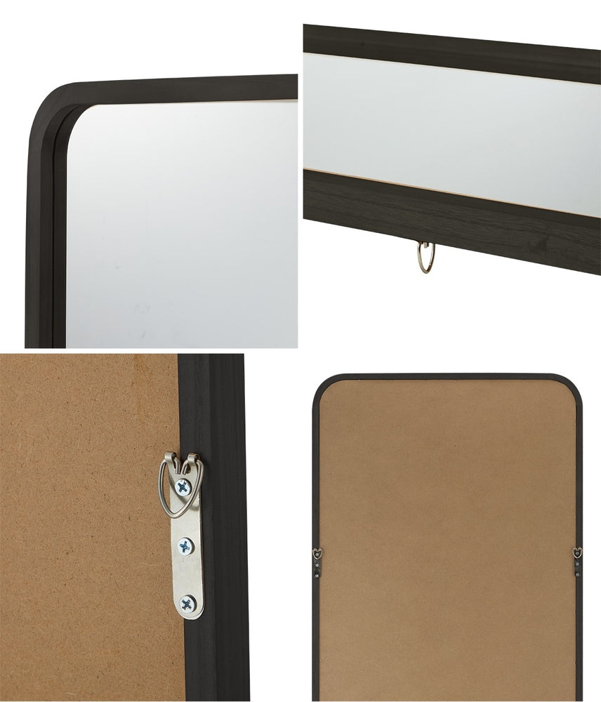 Oikiture Wooden Full Length Mirror 166x60cm Rectangle Floor Mirrors Black