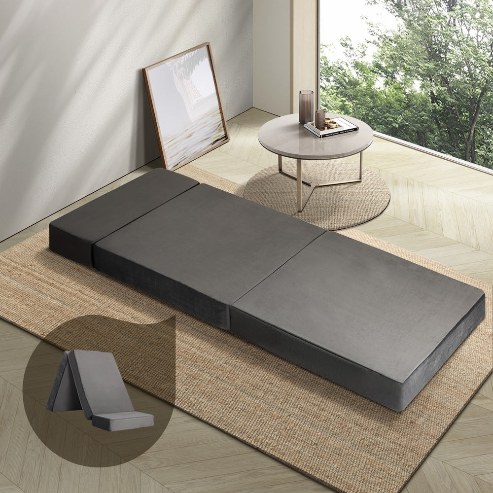 Bedra Foldable Foam Mattress Floor Bed Grey Single
