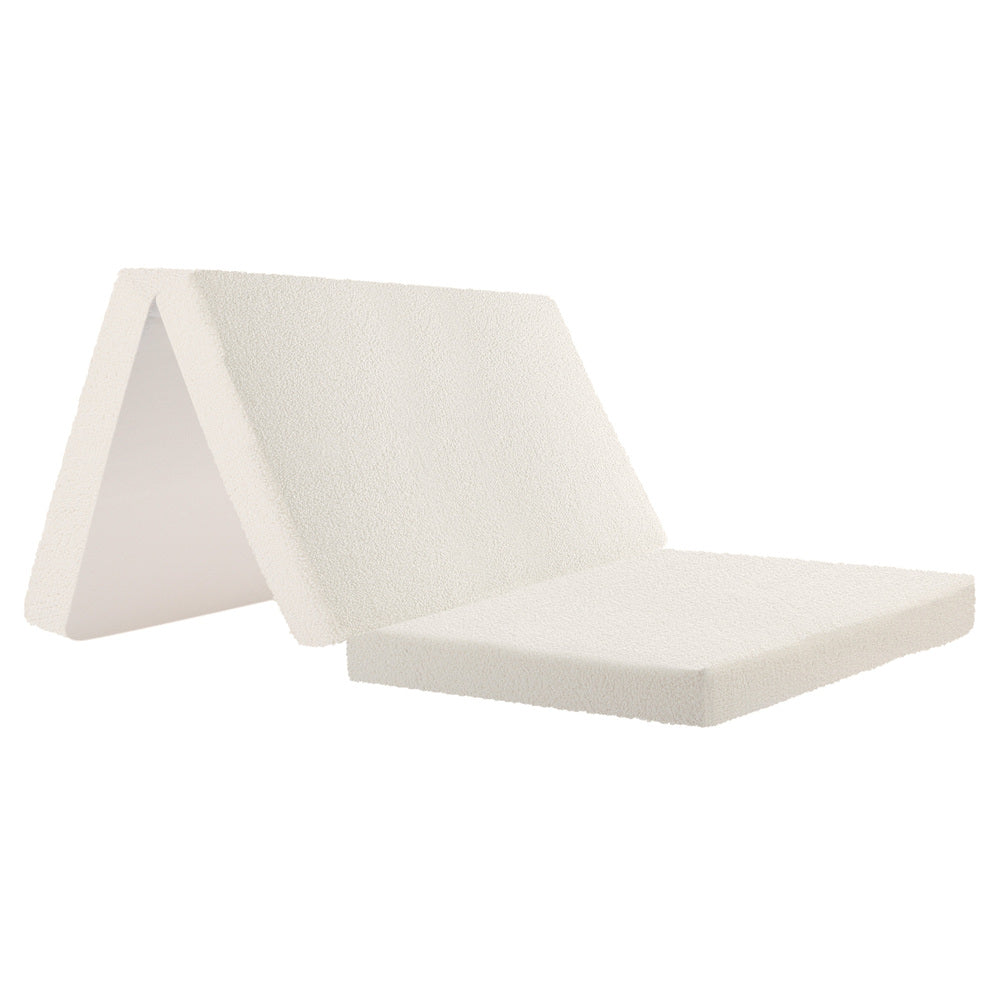 Bedra Folding Foam Mattress Sherpa Fleece Portable 3-fold Double