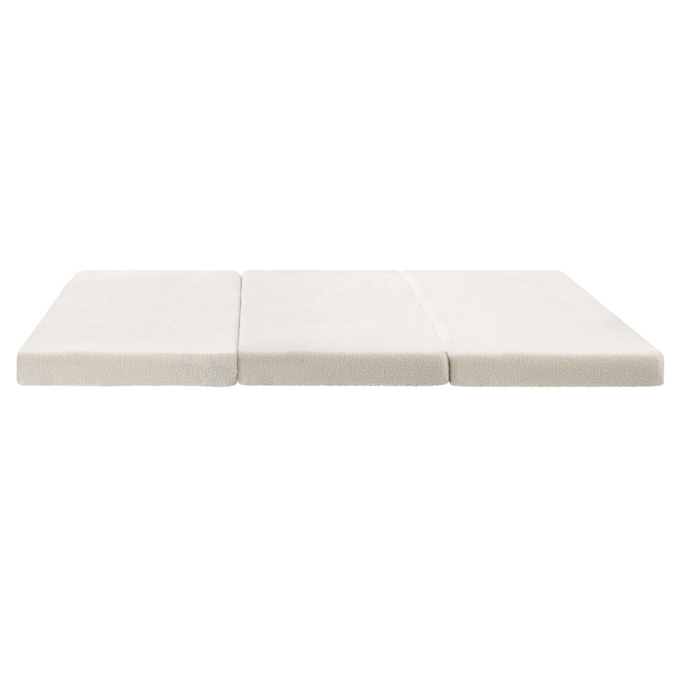 Bedra Folding Foam Mattress Sherpa Fleece Portable 3-fold Double