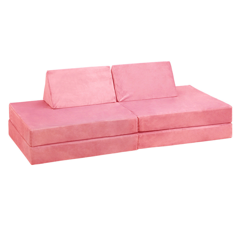 Oikiture 4Pcs Kids Play Couch Modular Lounge Cushion Pink