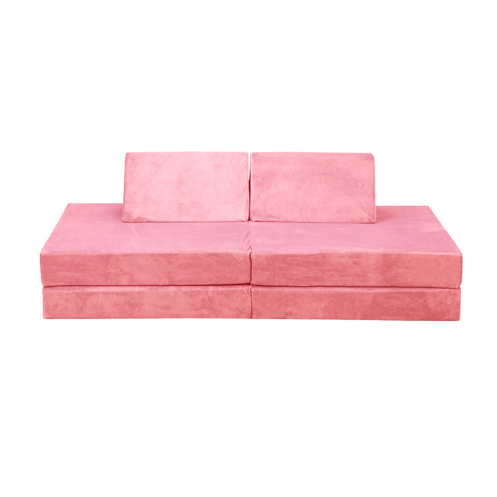 Oikiture 4Pcs Kids Play Couch Modular Lounge Cushion Pink